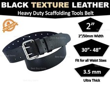 Black Texture Leather Tool Belt Heavy Duty 2" Quality Builder Top Scaffold Work