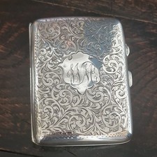 Vintage Sterling Silver Cigarette Case Joseph Gloster Birmingham 1925 Engraved