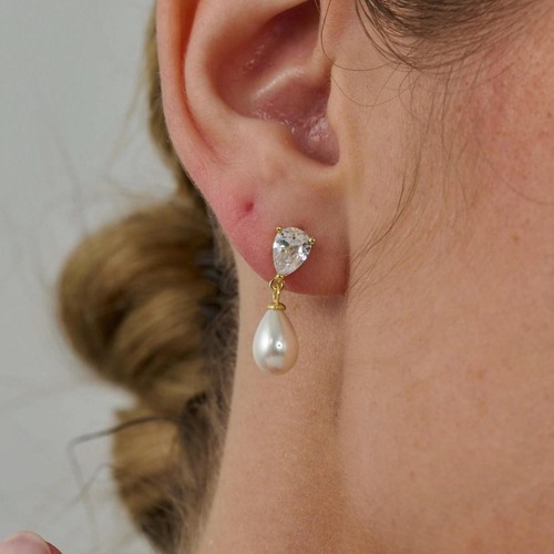 Natural pearl earrings with - pearl,