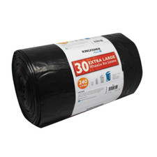  30 x 240L WHEELIE BIN LINERS STRONG BIG BLACK REFUSE SACKS THICK RUBBISH BAGS  