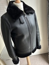 Women’s Black B3 100% Real Sheepskin Leather Jacket. Size 8. BNWOT. 