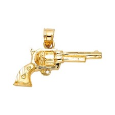 Gold 14K Yellow Gold Pistol Gun Pendant