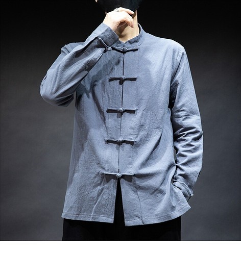 Men frog button linen - linen, cotton