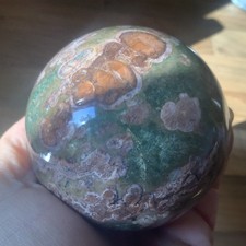 Crystal Stunning Blossom/Green Moss Agate Sphere Circ23cm.5cm Dia74.8mm BN