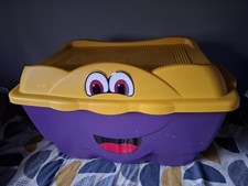 Purple Step 2 Happy Totes Toy storage tote bin box 32L eyes mouth smile LEEDS