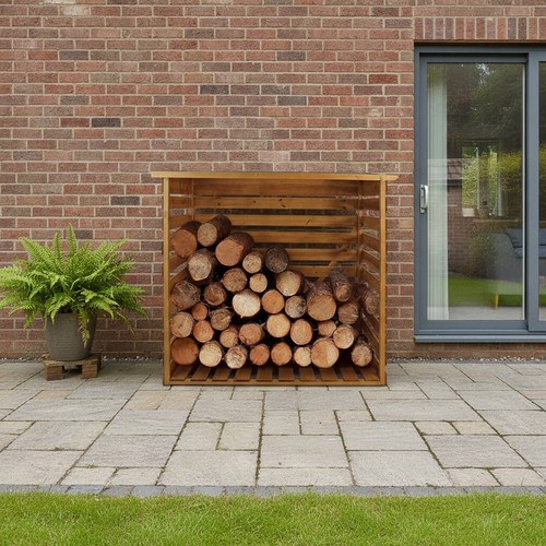 Wooden log store firewood - wooden,