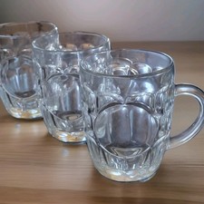 3 Vintage European Glass Beer Mugs Made In France Collectible Heavyweight 