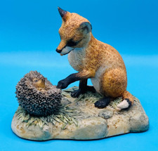 Vintage Border Fine Arts Figure of a Fox Cub & Hedgehog by Ayres 1983 Scotland
