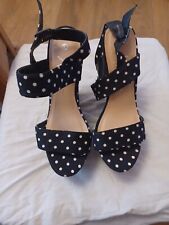 Primark Black and White Peep Toe Fabric Polka Dot Mid Height Wedges  BWT Size 6
