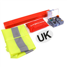 European Breakdown Emergency Travel Kit Triangle Vest Bulb Kit UK Sticker