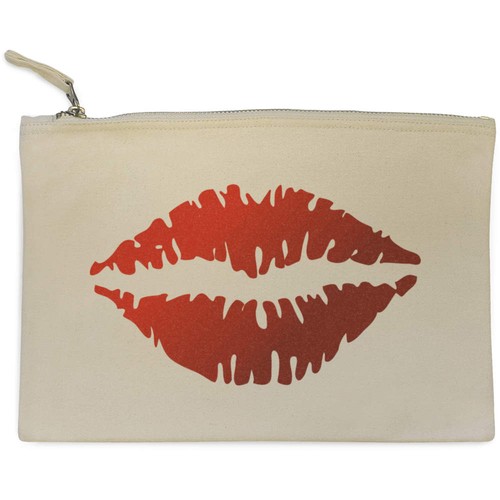 Red lips canvas zip - canvas,