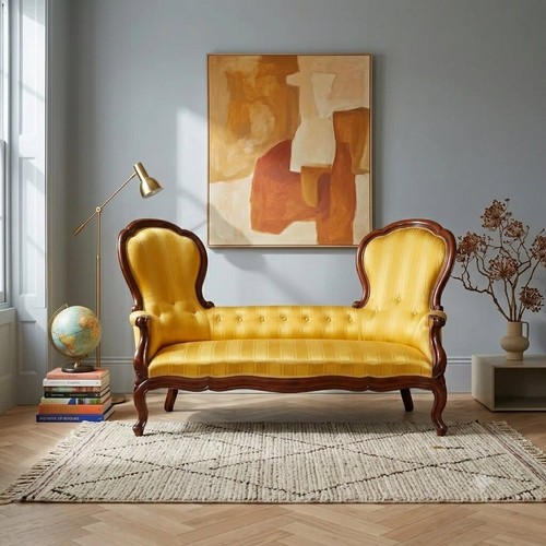 Antique sofa mahogany fabric - antique,