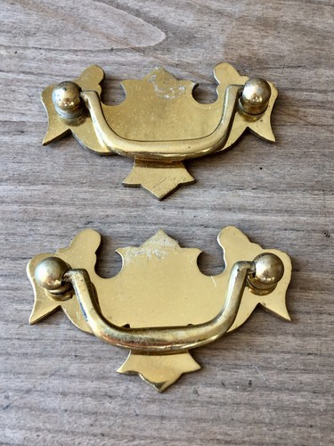 Pair vintage handles drawer - vintage,