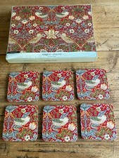Set 6 Placemats 6 Coasters Red Table Mats Pimpernel Strawberry Thief Wm Morris