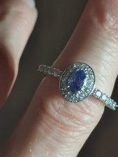 Sterling silver AAA tanzanite and zircon ring from tjc