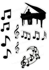 Music Notes Piano Cake Topper Party Deco Edible Birthday Celebration Stand Up