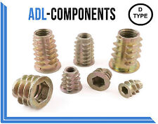 Threaded Insert Nuts Hex Drive Fixings Type D Wood Screw Inserts M4 M5 M6 M8 M10