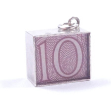 Vintage Charm Emergency Money Ten Shillings Note Cased 925 Sterling Silver 2.6g
