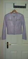 morgan lilac leather collarless jacket