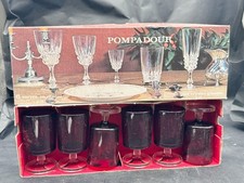 VINTAGE BOXED POMPADOUR SET 6 LEAD CRYSTAL GLASSES FRANCE