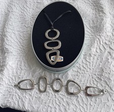 Rare Abstract Fossil Necklace and Bracelet Set Geometric in Design 