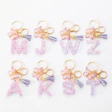 Resin Letter Keyring Personalised Tassel Key Ring Initial A-Z Car Bag Key Chain