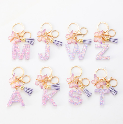 Resin letter keyring - resin,