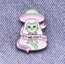 Alien Cat Enamel Pin Badge -
