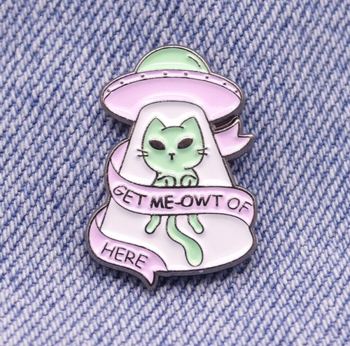 Alien cat enamel pin badge - alien,