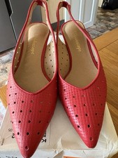 Red perforated slingback shoes - red,