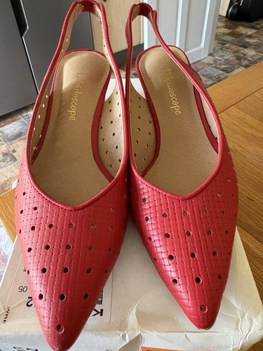 Red perforated slingback shoes - perforated,