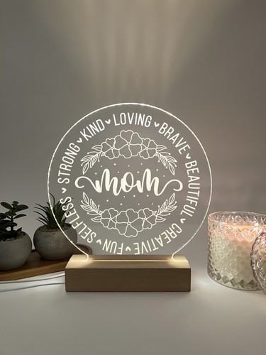 Personalized led wood base - personalized,