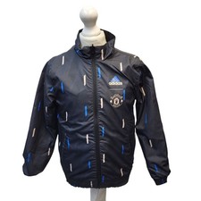 Adidas Man Utd Jacket Black Windbreaker Uk Boys Age 7-8 Years FFF291
