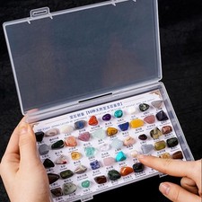 50 Pieces Mineral Rocks Geology Stones Collection with Display Box Manual