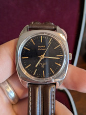 Mens HMT Kohinoor On A Brown Strap With A Black Dial And Baton Indices