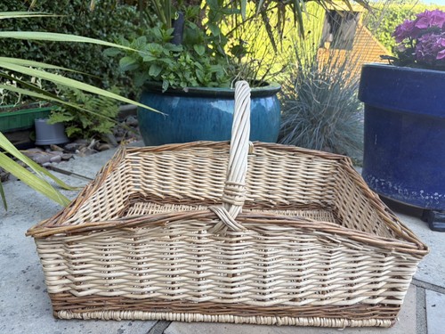 Vintage wicker trug basket - trug,