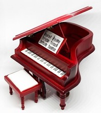 Dolls House Miniature Baby Grand Piano And Stool 1:12 Scale Instrument 86 tumdee