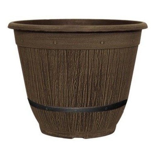 Round plastic brown plant - plastic, pot