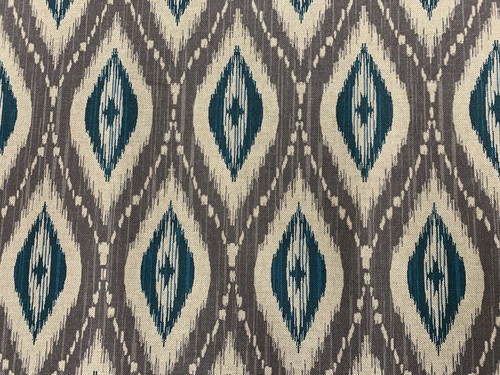 Persian ikat fabric grey teal - grey,
