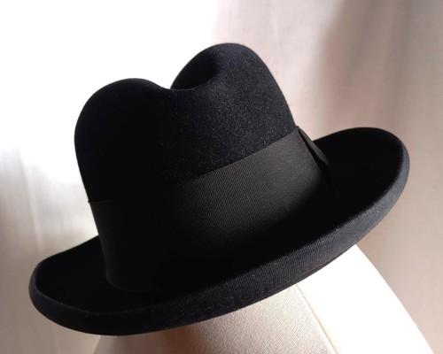 Vintage homburg hat black - hat, by