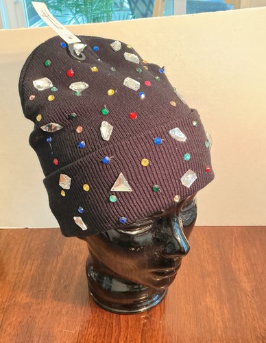 Rhinestone bling beanie black - rhinestone,