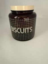 CLP Brown Glass Biscuit Storage Jar With Lid 1970s Vintage Retro Made in England