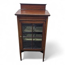 Antique mahogany display cabinet - Edwardian single door inlaid side cabinet