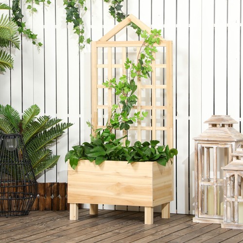 Wooden planters with trellis - wooden,