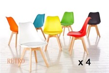  4 x Retro tulip  style Chair  Dining  Designer  Eiffel wood,