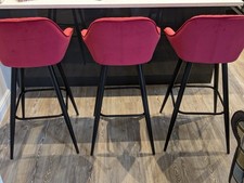 Hennen 76cm Bar Stool Red Velvet by Canora Grey – Set of 3