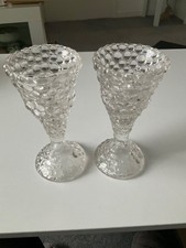 Pair of Bubble affect glass candle sticks. Excellent condition.
