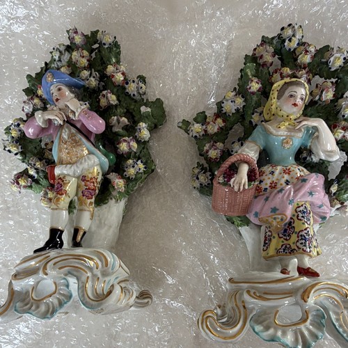 Antique pair porcelain - porcelain, bocage