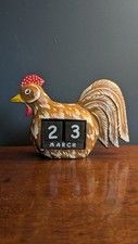Vintage Wooden Chicken Perpetual Calendar Folk Art