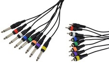 8 Way Cable Loom ¼" Jack to Phono With Colour Coded Plugs 3m Lead Length